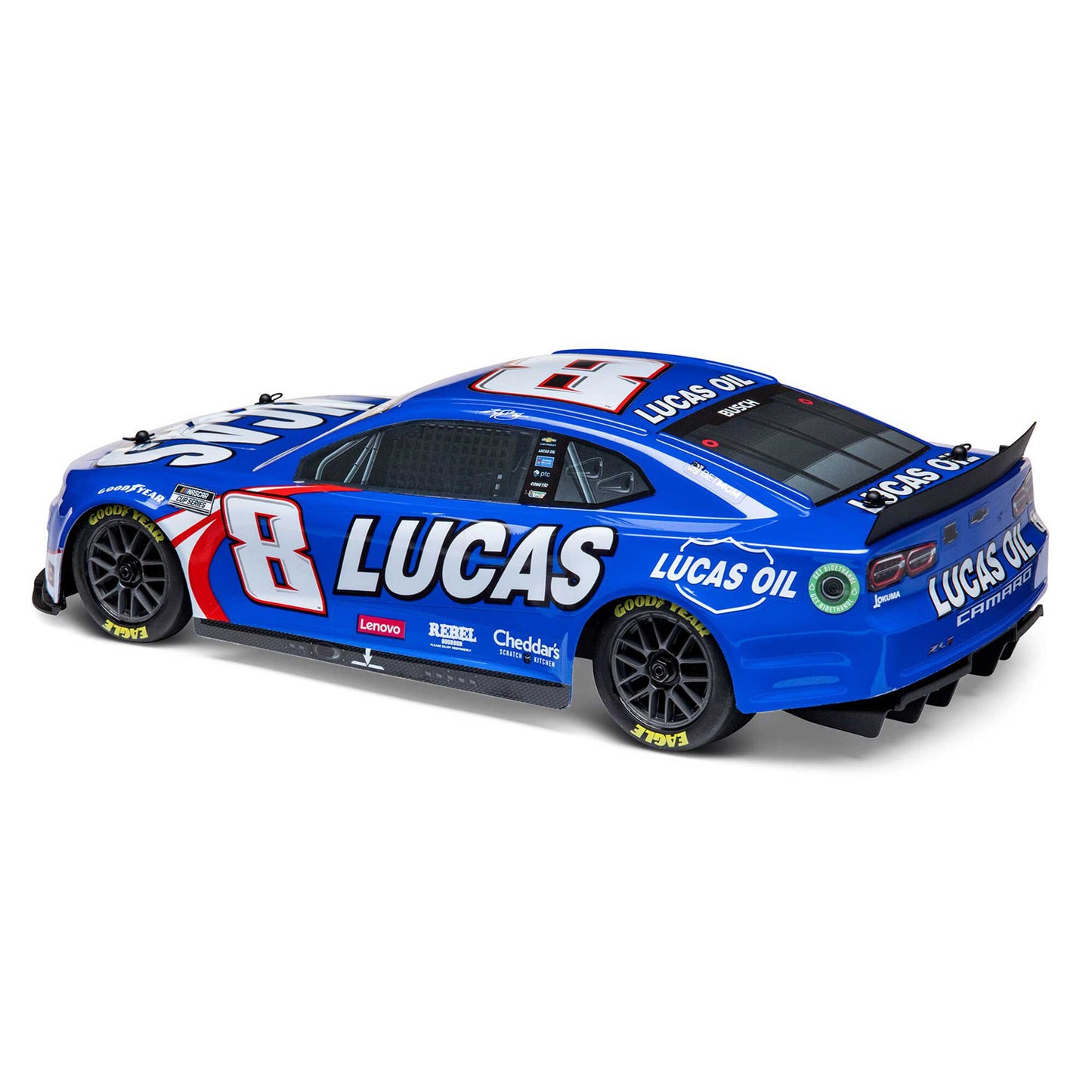 Losi 1/12 NASCAR RC Race Car Kyle Busch No. 8 2024 Lucas Oil Chevrolet ZL1 Camaro 2S AWD RTR Brushed On-Road (Battery & Charger Included), Blue