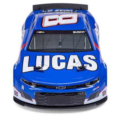 Losi 1/12 NASCAR RC Race Car Kyle Busch No. 8 2024 Lucas Oil Chevrolet ZL1 Camaro 2S AWD RTR Brushed On-Road (Battery & Charger Included), Blue