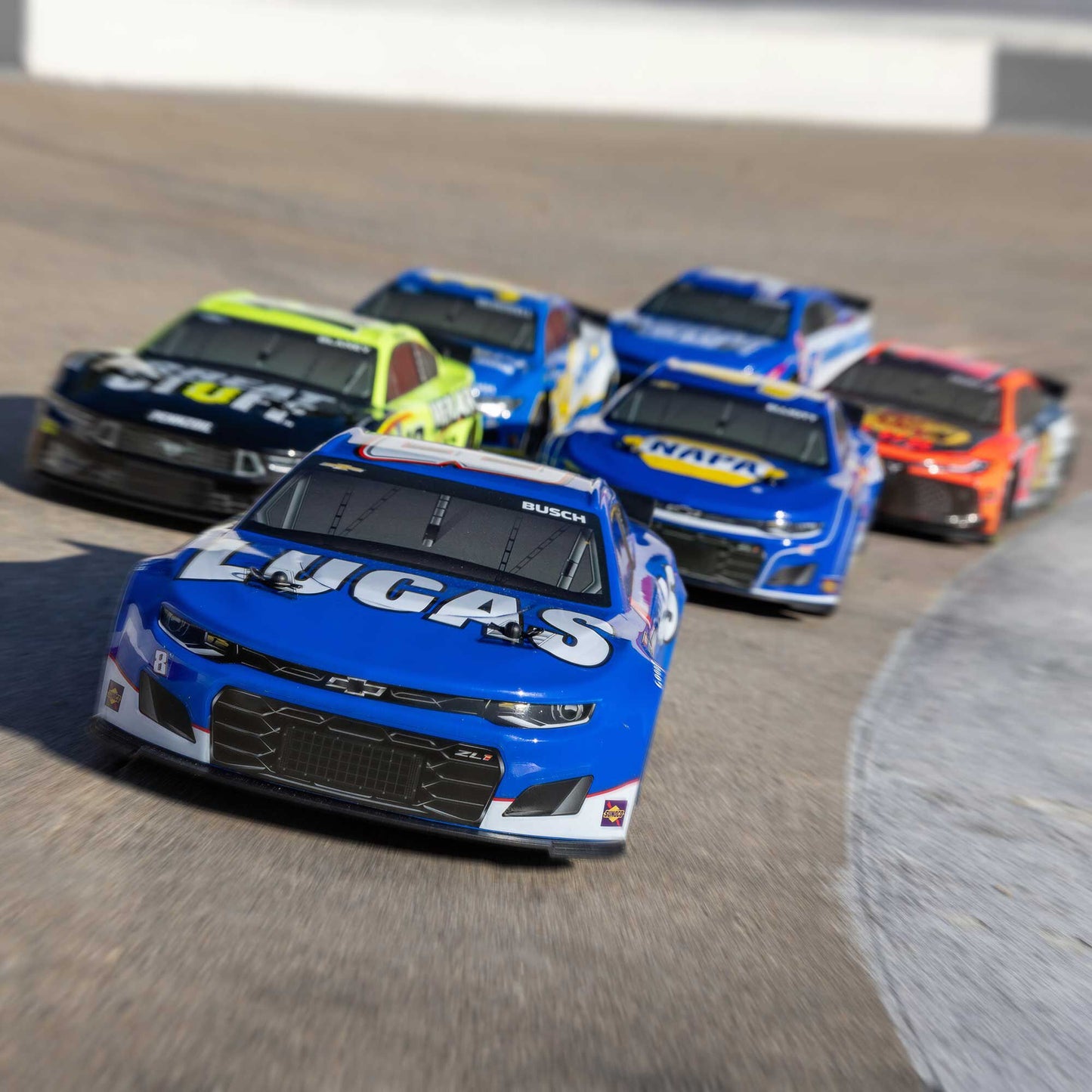 Losi 1/12 NASCAR RC Race Car Kyle Busch No. 8 2024 Lucas Oil Chevrolet ZL1 Camaro 2S AWD RTR Brushed On-Road (Battery & Charger Included), Blue