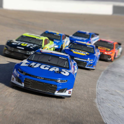 Losi 1/12 NASCAR RC Race Car Kyle Busch No. 8 2024 Lucas Oil Chevrolet ZL1 Camaro 2S AWD RTR Brushed On-Road (Battery & Charger Included), Blue