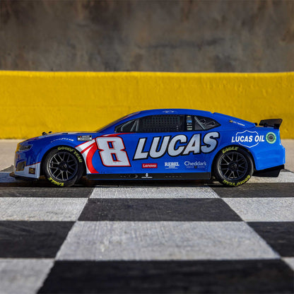 Losi 1/12 NASCAR RC Race Car Kyle Busch No. 8 2024 Lucas Oil Chevrolet ZL1 Camaro 2S AWD RTR Brushed On-Road (Battery & Charger Included), Blue