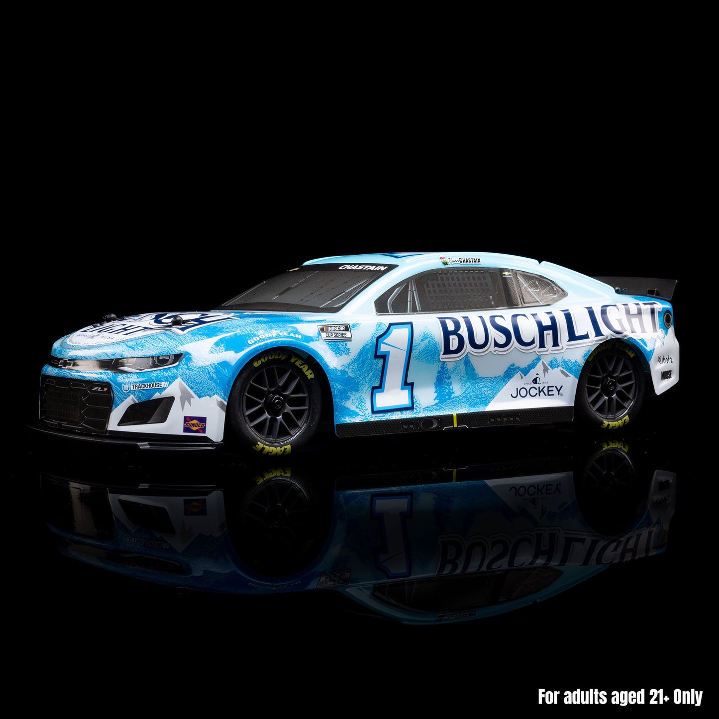Losi 1/12 NASCAR RC Race Car Ross Chastain No. 1 2025 Busch Light Chevrolet ZL1 2S AWD RTR Brushed On-Road (Battery & Charger Included),  Blue