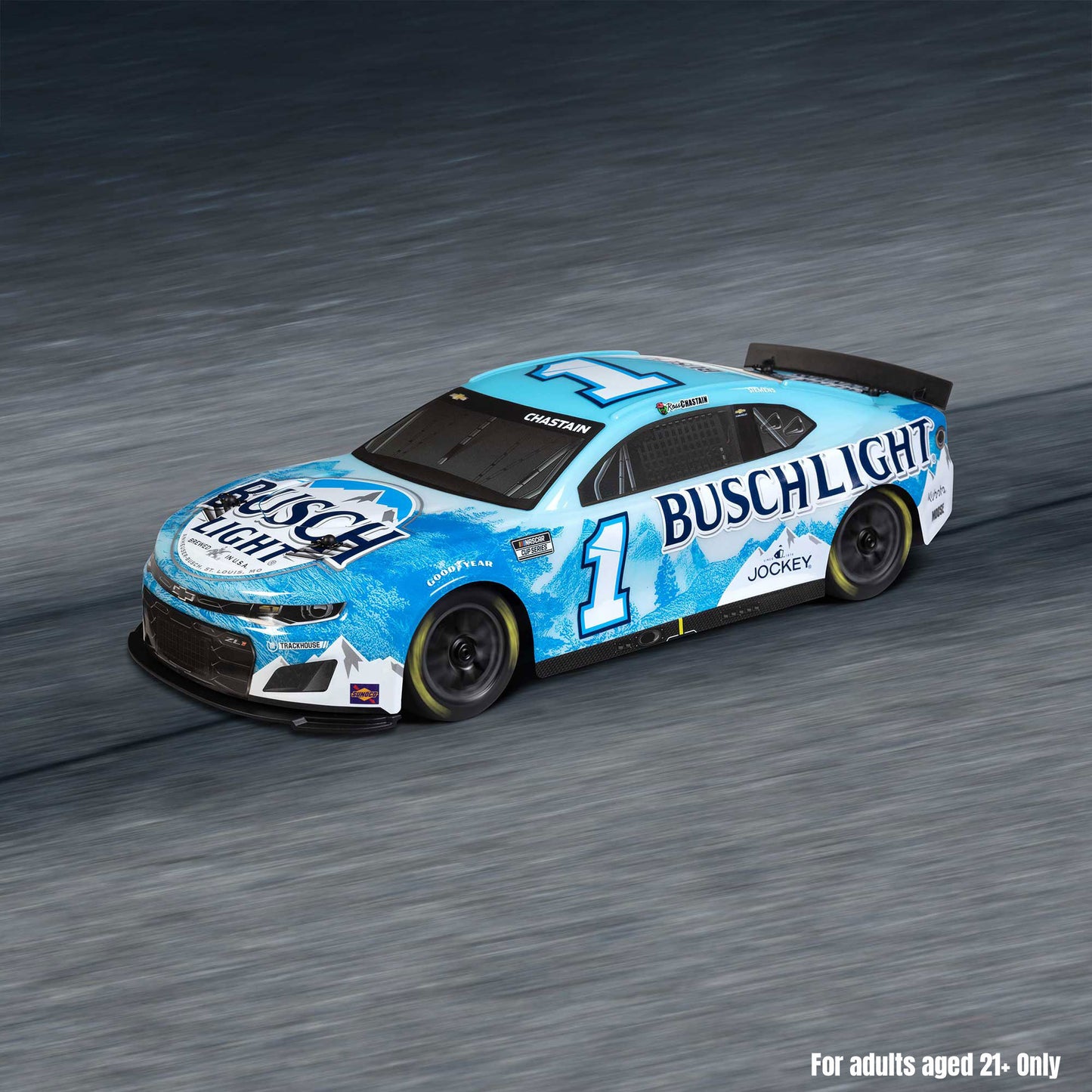 Losi 1/12 NASCAR RC Race Car Ross Chastain No. 1 2025 Busch Light Chevrolet ZL1 2S AWD RTR Brushed On-Road (Battery & Charger Included),  Blue