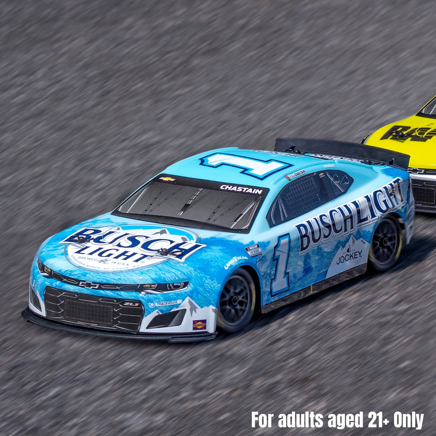 Losi 1/12 NASCAR RC Race Car Ross Chastain No. 1 2025 Busch Light Chevrolet ZL1 2S AWD RTR Brushed On-Road (Battery & Charger Included),  Blue