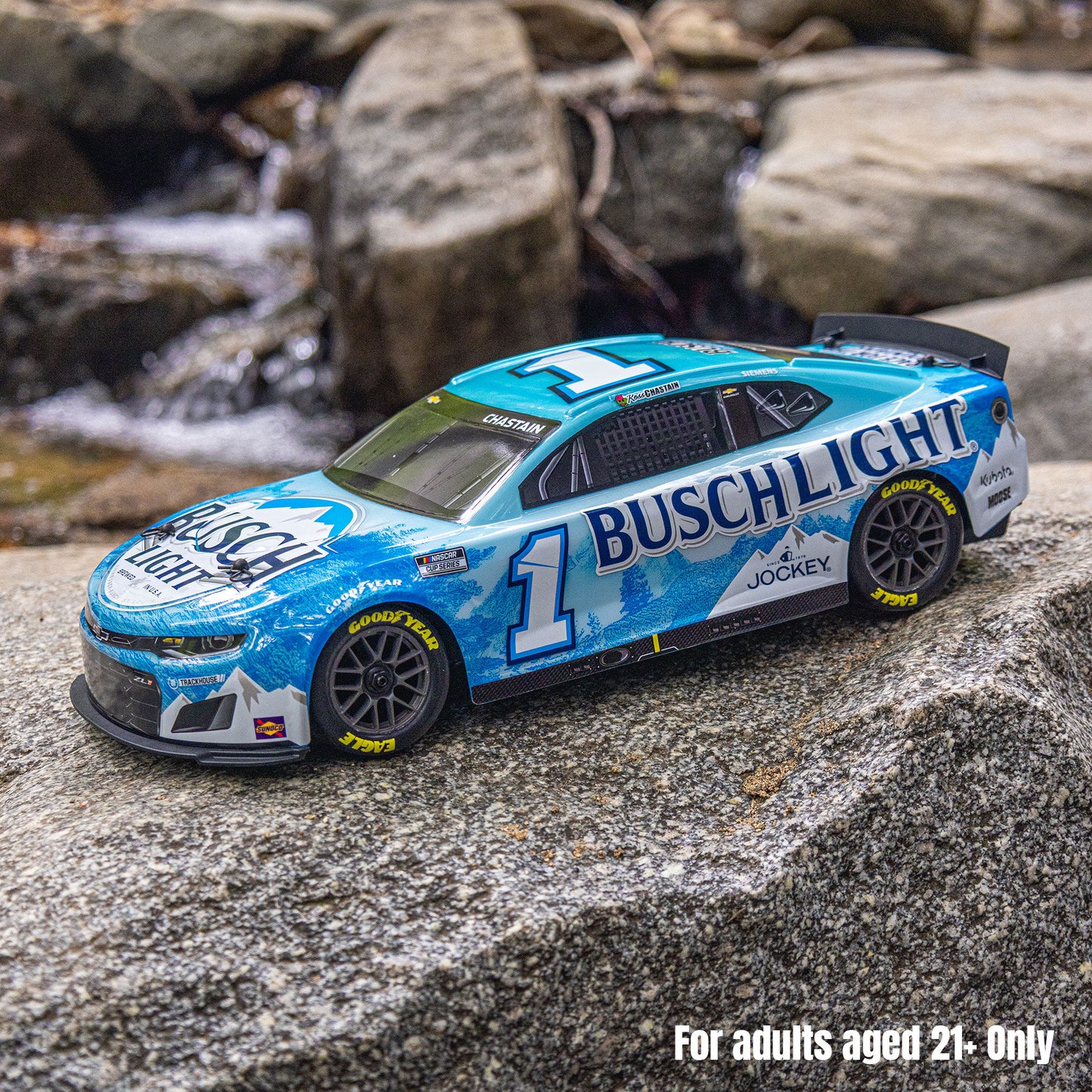 Losi 1/12 NASCAR RC Race Car Ross Chastain No. 1 2025 Busch Light Chevrolet ZL1 2S AWD RTR Brushed On-Road (Battery & Charger Included),  Blue