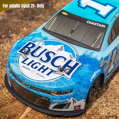 Losi 1/12 NASCAR RC Race Car Ross Chastain No. 1 2025 Busch Light Chevrolet ZL1 2S AWD RTR Brushed On-Road (Battery & Charger Included),  Blue