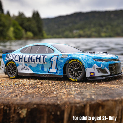 Losi 1/12 NASCAR RC Race Car Ross Chastain No. 1 2025 Busch Light Chevrolet ZL1 2S AWD RTR Brushed On-Road (Battery & Charger Included),  Blue
