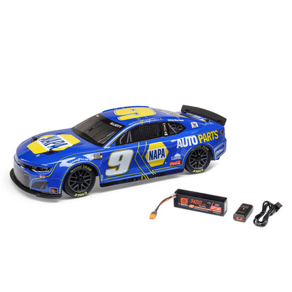 Losi 1/12 NASCAR RC Race Car Chase Elliott No. 9 2025 NAPA Chevrolet ZL1 2S AWD Brushed On-Road (Battery & Charger Included), Blue