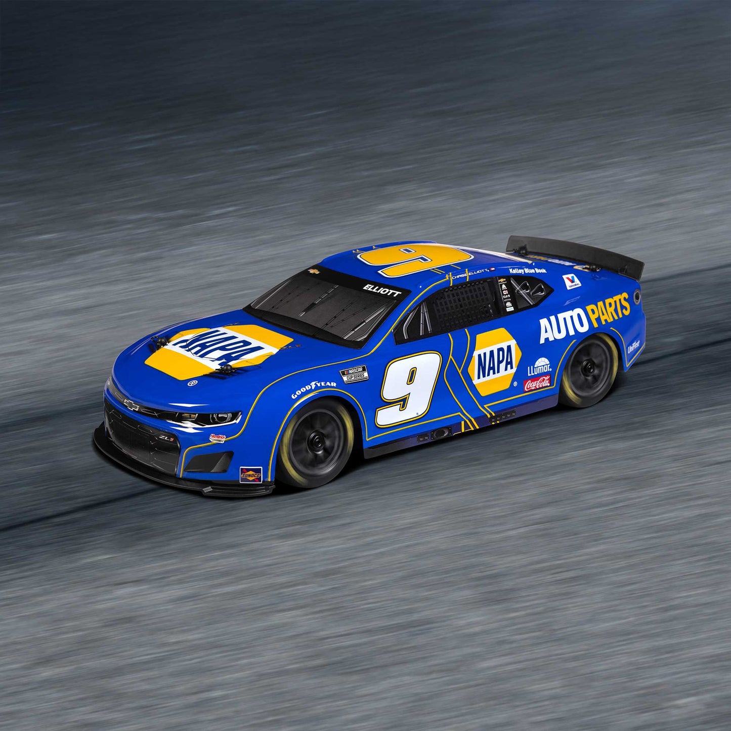 Losi 1/12 NASCAR RC Race Car Chase Elliott No. 9 2025 NAPA Chevrolet ZL1 2S AWD Brushed On-Road (Battery & Charger Included), Blue