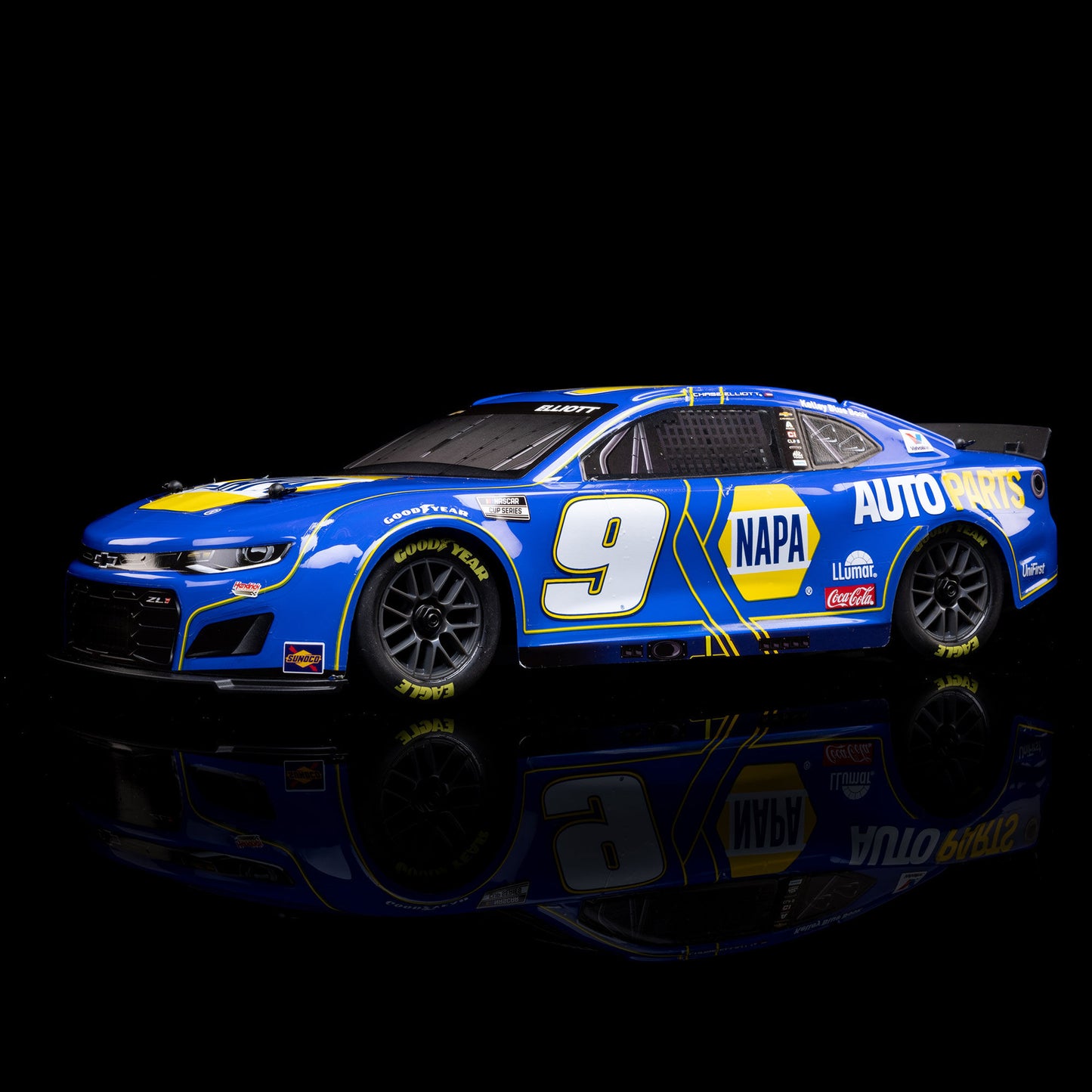 Losi 1/12 NASCAR RC Race Car Chase Elliott No. 9 2025 NAPA Chevrolet ZL1 2S AWD Brushed On-Road (Battery & Charger Included), Blue