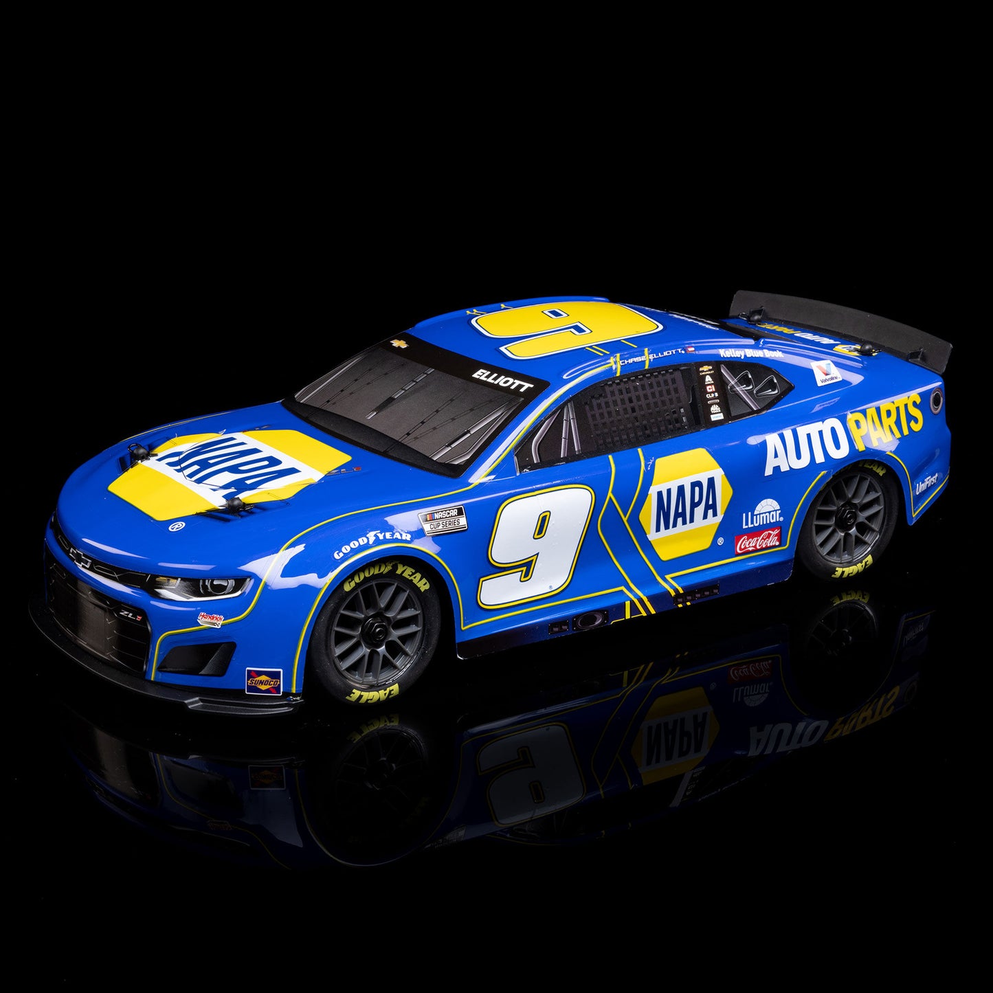 Losi 1/12 NASCAR RC Race Car Chase Elliott No. 9 2025 NAPA Chevrolet ZL1 2S AWD Brushed On-Road (Battery & Charger Included), Blue