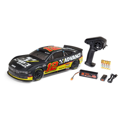 Losi 1/12 NASCAR RC Race Car Ryan Blaney No. 12 2025 Advance Auto Ford Mustang 2S AWD RTR Brushed On-Road (Battery & Charger included, Black