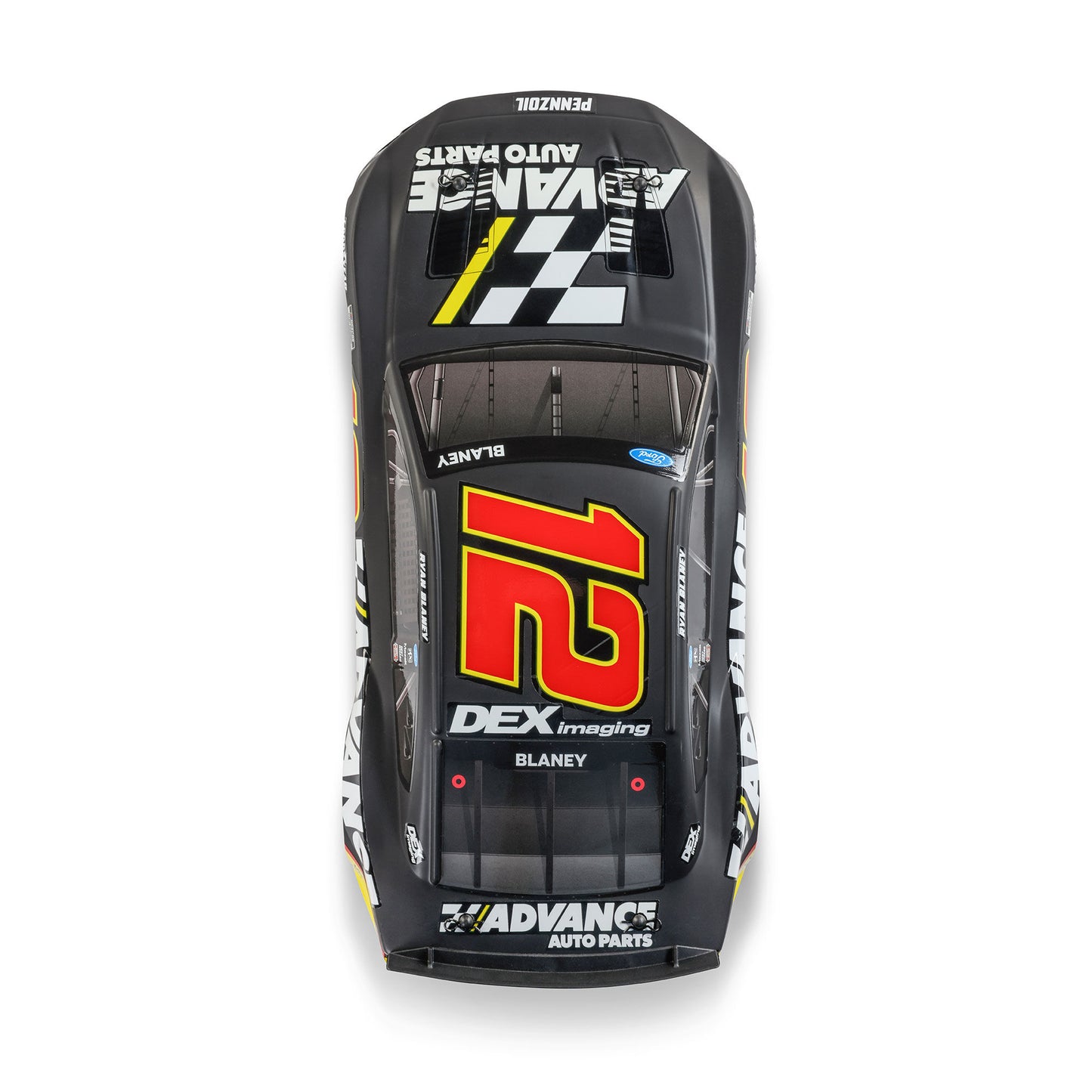 Losi 1/12 NASCAR RC Race Car Ryan Blaney No. 12 2025 Advance Auto Ford Mustang 2S AWD RTR Brushed On-Road (Battery & Charger included, Black
