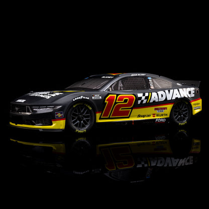 Losi 1/12 NASCAR RC Race Car Ryan Blaney No. 12 2025 Advance Auto Ford Mustang 2S AWD RTR Brushed On-Road (Battery & Charger included, Black