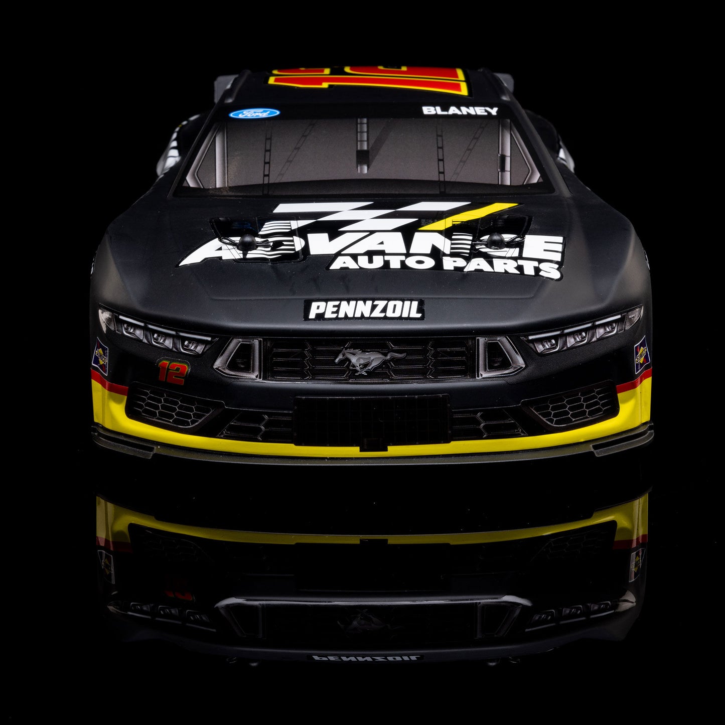Losi 1/12 NASCAR RC Race Car Ryan Blaney No. 12 2025 Advance Auto Ford Mustang 2S AWD RTR Brushed On-Road (Battery & Charger included, Black