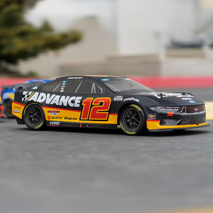 Losi 1/12 NASCAR RC Race Car Ryan Blaney No. 12 2025 Advance Auto Ford Mustang 2S AWD RTR Brushed On-Road (Battery & Charger included, Black