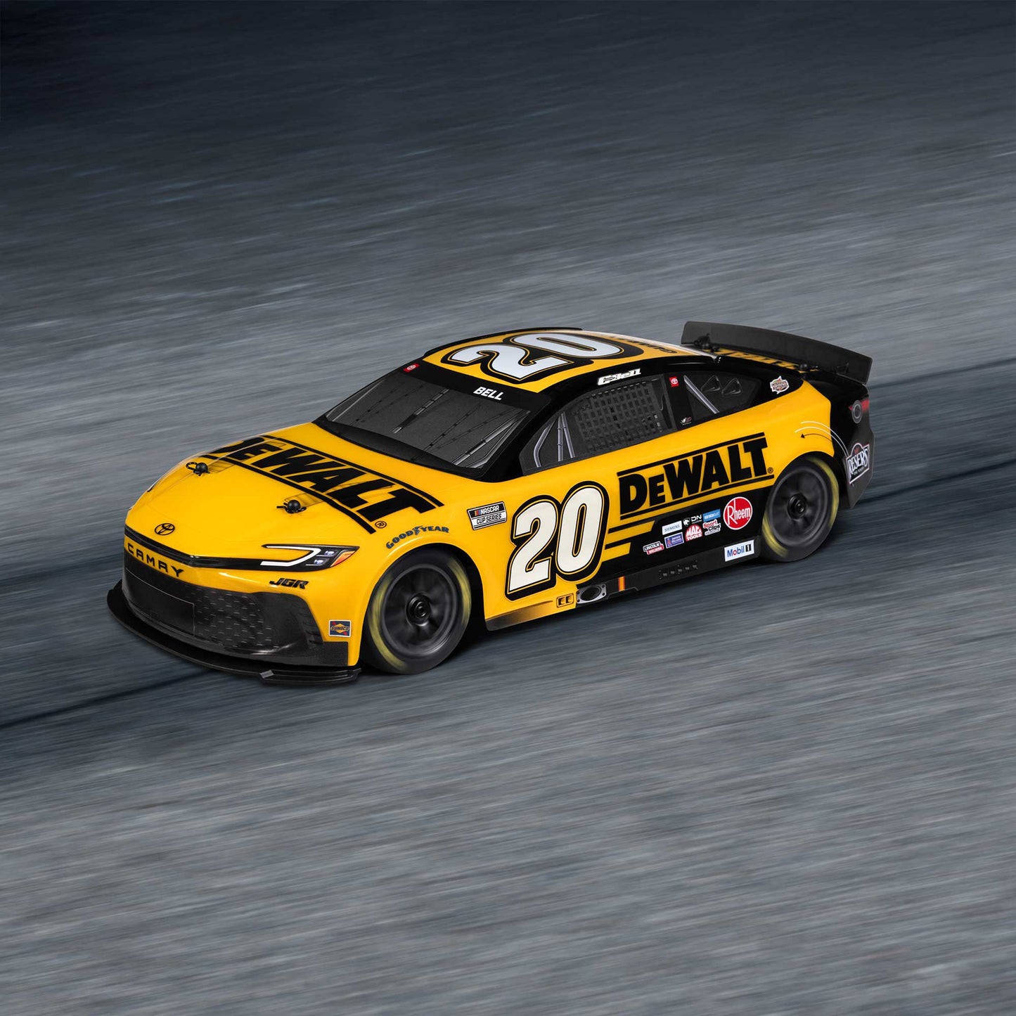 Losi 1/12 NASCAR RC Race Car Christopher Bell? No. 20? 2025 DEWALT Toyota Camry XSE 2S AWD RTR Brushed On-Road (Battery & Charger Included), Yellow