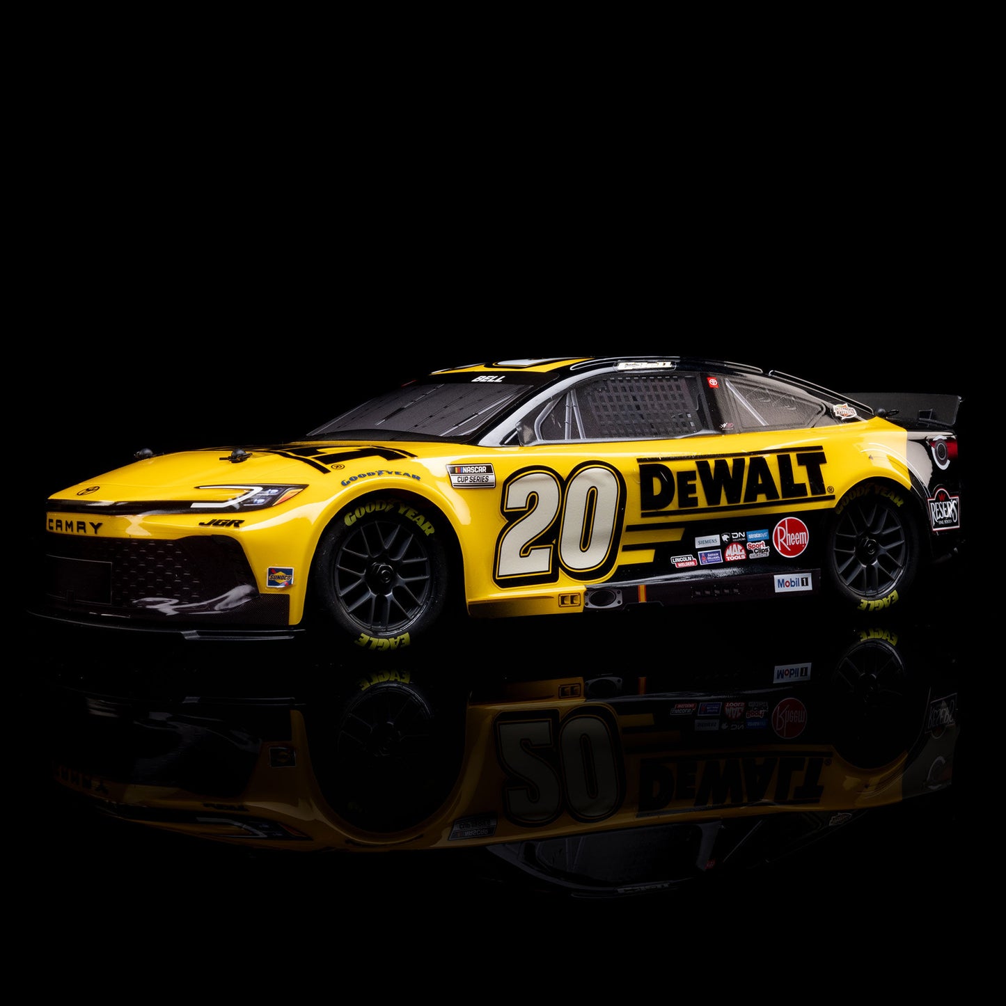 Losi 1/12 NASCAR RC Race Car Christopher Bell? No. 20? 2025 DEWALT Toyota Camry XSE 2S AWD RTR Brushed On-Road (Battery & Charger Included), Yellow