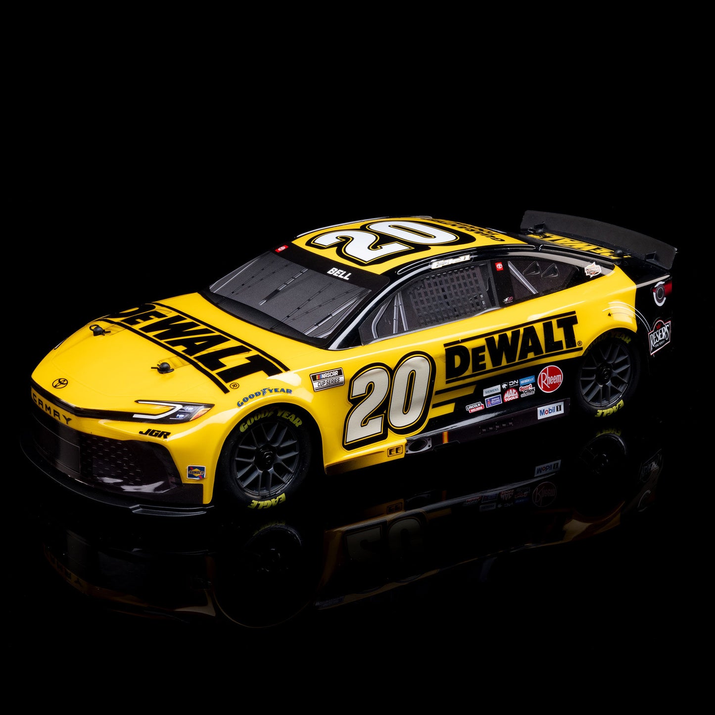 Losi 1/12 NASCAR RC Race Car Christopher Bell? No. 20? 2025 DEWALT Toyota Camry XSE 2S AWD RTR Brushed On-Road (Battery & Charger Included), Yellow