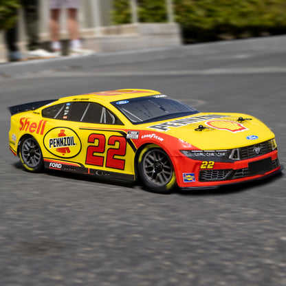 Losi 1/12 NASCAR RC Race Car Joey Logano No. 22 2025 Shell-Pennzoil Ford Mustang 2S AWD RTR Brushed On-Road (Battery & Charger Included), Yellow