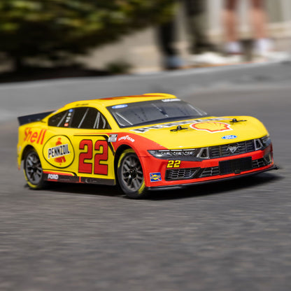 Losi 1/12 NASCAR RC Race Car Joey Logano No. 22 2025 Shell-Pennzoil Ford Mustang 2S AWD RTR Brushed On-Road (Battery & Charger Included), Yellow