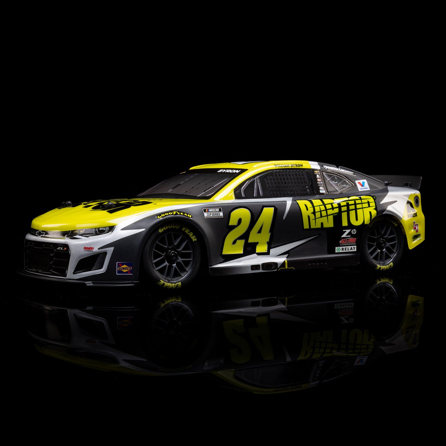 Losi 1/12 NASCAR RC Race Car William Byron No. 24 2025 Raptor Chevrolet ZL1 2S AWD Brushed On-Road (Battery & Charger Included), Black