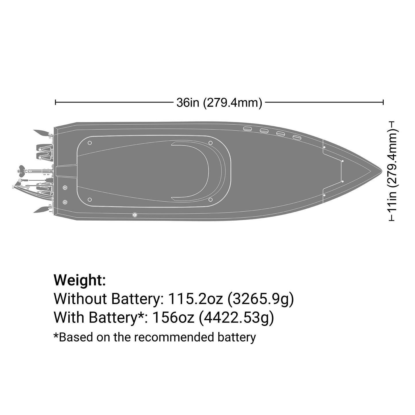 Sonicwake 36" V3 Self-Righting V-Hull Boat RTR, Black