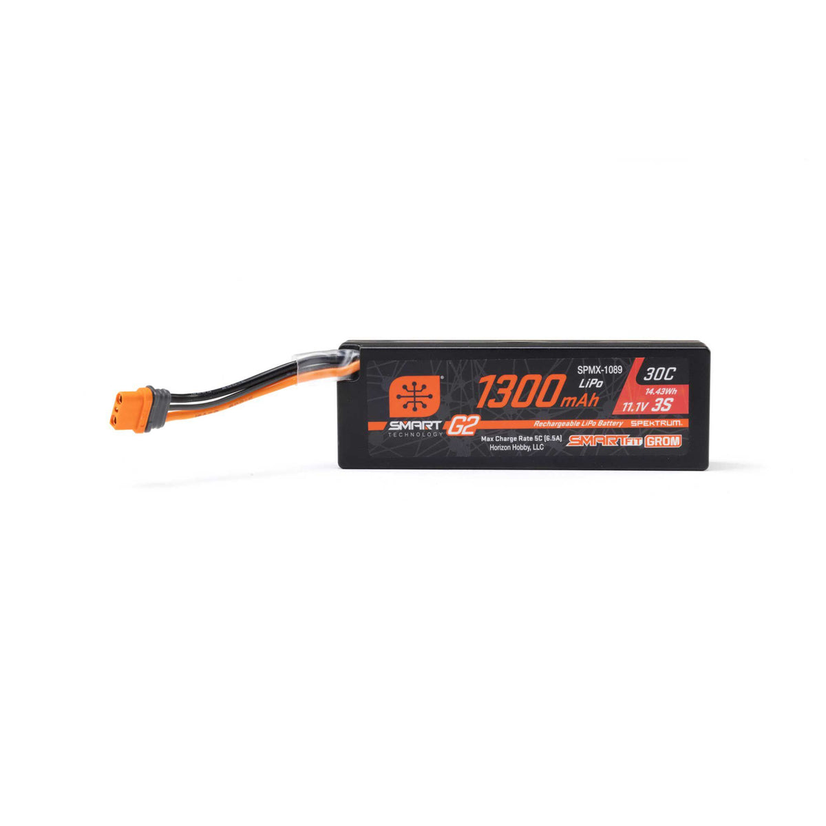 11.1V 1300mAh 3S 30C Smart G2 LiPo Battery: IC2 SmartFit Case
