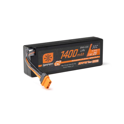 7.4V 1400mAh 2S 30C Smart G2 LiPo Battery: IC2 SmartFit Case