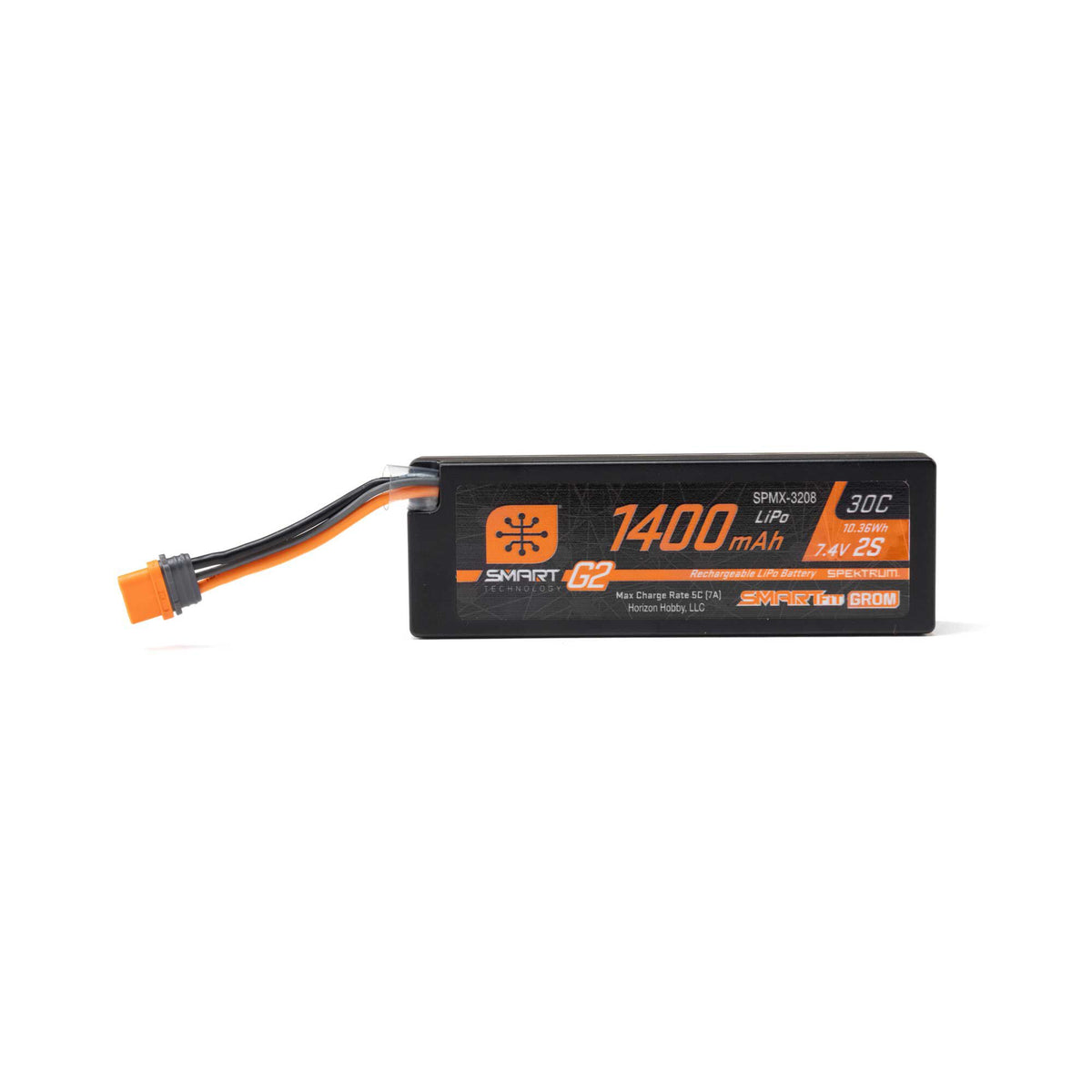 7.4V 1400mAh 2S 30C Smart G2 LiPo Battery: IC2 SmartFit Case