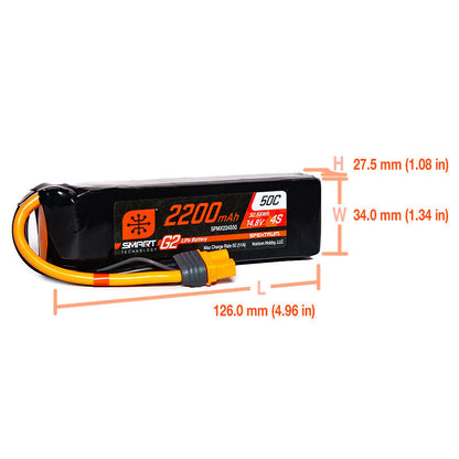 Spektrum Smart Powerstage 4S Air Bundle: (2) G2 2200mAh 4S 50C LiPo IC3 & S250 Charger