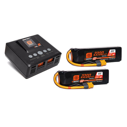 Spektrum Smart Powerstage 4S Air Bundle: (2) G2 2200mAh 4S 50C LiPo IC3 & S250 Charger