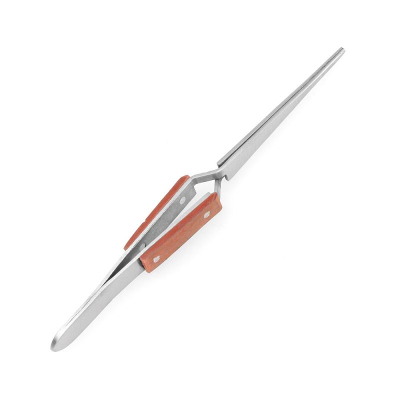 Enkay - Straight, Wood Handle Soldering Tweezers, Carded