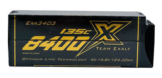 Exalt - 4S 14.8V 8400MAH 135C Stick w/5mm Bullets, X-Rated LiPo Battery Series