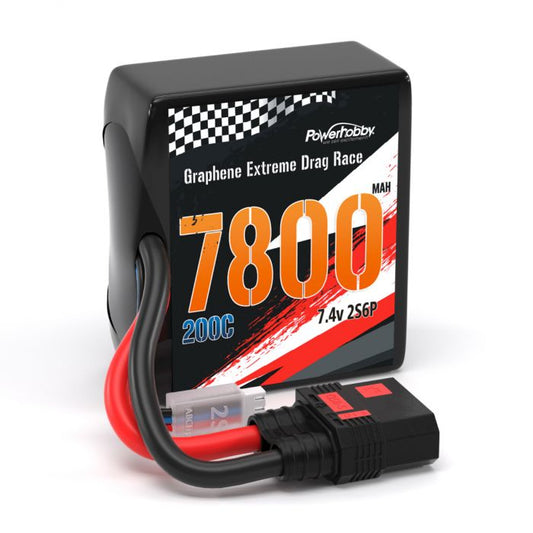 Power Hobby - 2S 7800MAH 200C Drag Lipo Battery Pack 2S6P w/8AWG QS8 Plug