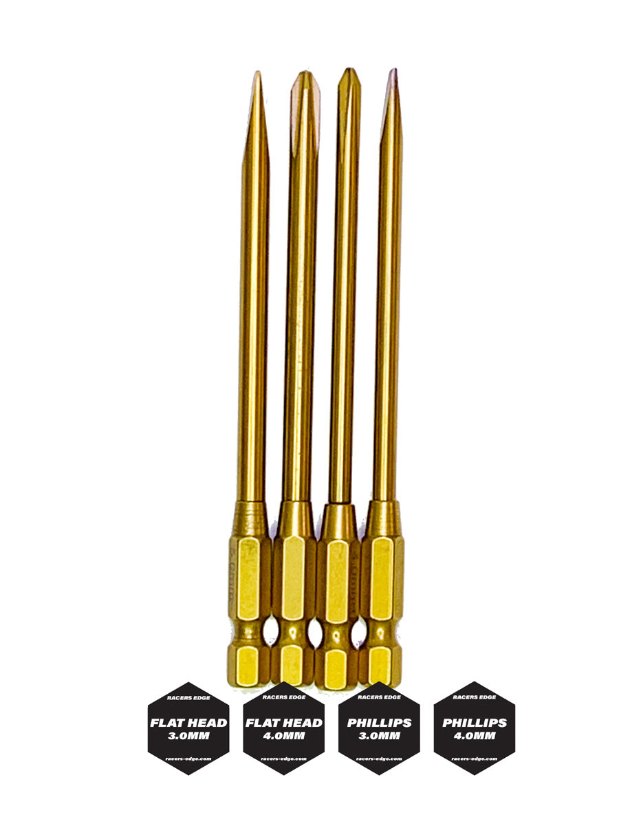 Racers Edge - Titanium Phillips & Flat Tips, Power Tool Replacements (4pcs)