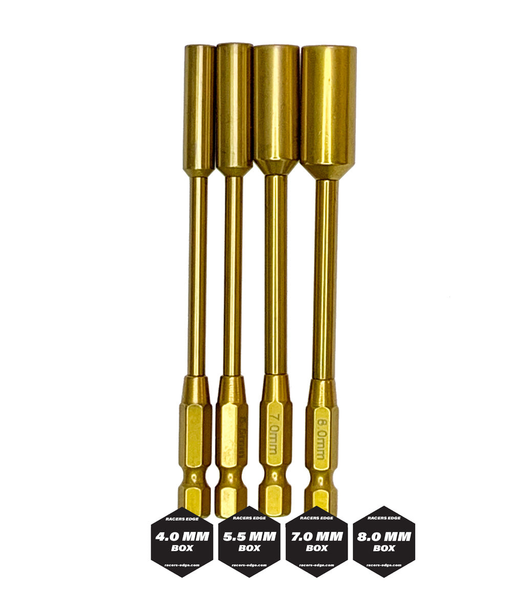 Racers Edge - Titanium Metric Nut Tips, Power Tool Replacements (4pcs)