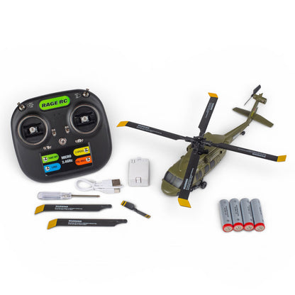 Rage R/C - Hero-Copter BL, 4-Blade Brushless RTF Heli; Army