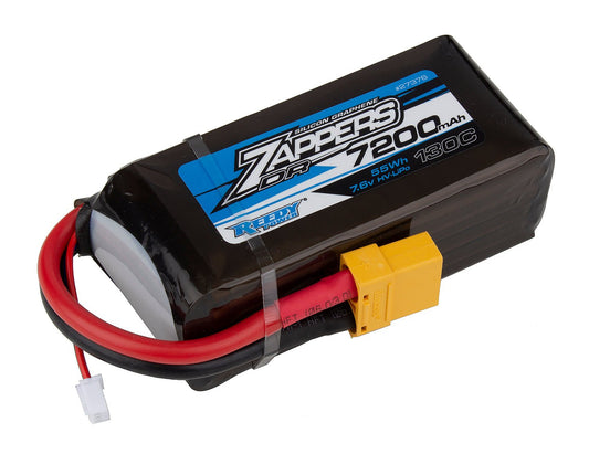 Team Associated - Zappers DR 7200mAh 130C 7.6V High Voltage Shorty LiPo Battery, (soft) w/XT90