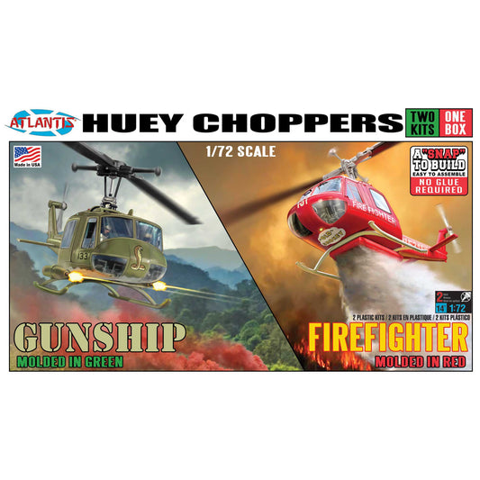 1/72 Snap Helicopter 2 Pack Huey Gunship/Firefighter