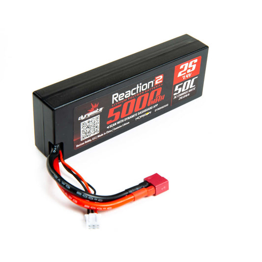 7.4V 5000mAh 2S 50C Reaction 2.0 Hardcase LiPo Battery: Deans