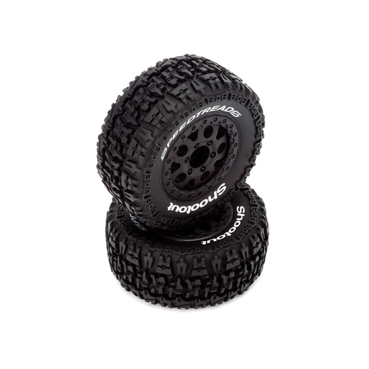 Front/Rear Wheel and Tire, Premount, Black (2): 1/10 2WD/4WD Torment