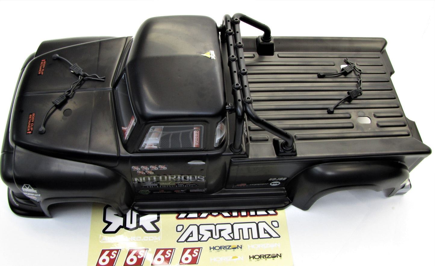 Arrma Notorious 6s BLX - Body Shell (Black Polycarbonate Outcast Cover AR106044 … - Dirt Cheap RC SAVING YOU MONEY, ONE PART AT A TIME