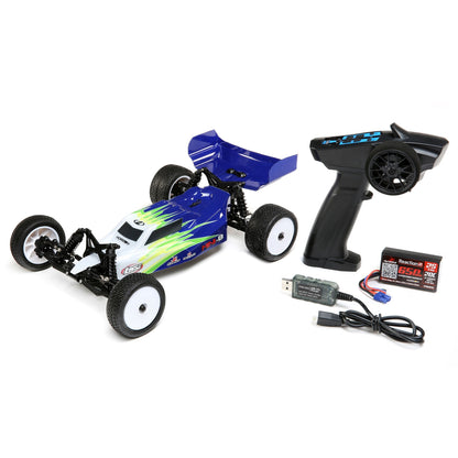 Losi LOS01016T1 Mini-B Brushed 1/16 2WD Buggy, Blue/White