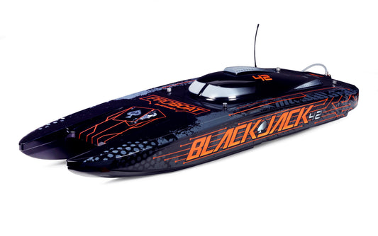 ProBoat Blackjack 42" 8S Brushless Catamaran RTR: Z (Black/Orange) PRB08043T1 - Dirt Cheap RC SAVING YOU MONEY, ONE PART AT A TIME