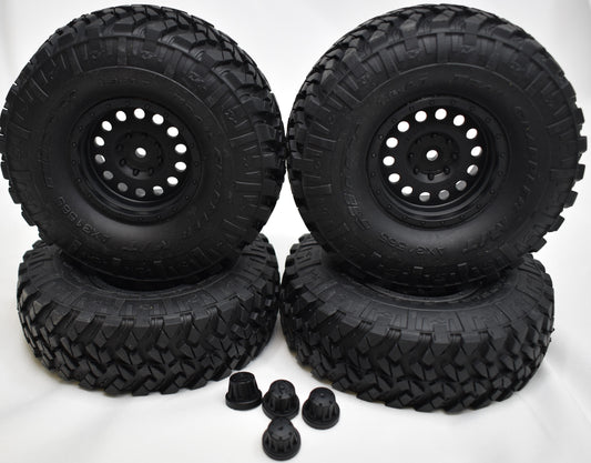Axial SCX10 II Deadbolt Wheels and Tires with Center Caps - Dirt Cheap RC SAVING YOU MONEY, ONE PART AT A TIME