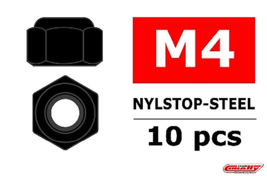 Corally - Steel Nylstop Nut M4 - Black Coated - 10pcs