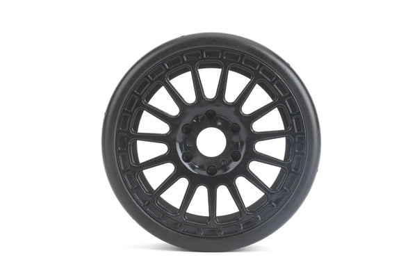 1/8 GT Quicker Racing Tires Mounted on Black Radial Rims, - Dirt Cheap RC SAVING YOU MONEY, ONE PART AT A TIME