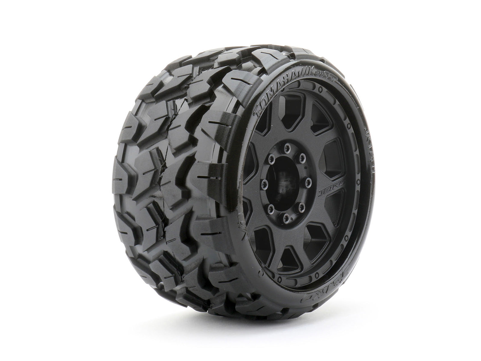 1/8 SGT 3.8 Tomahawk Tires Mounted on Black Claw Rims, - Dirt Cheap RC SAVING YOU MONEY, ONE PART AT A TIME