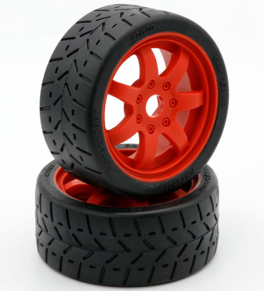 1/8 Gripper 42/100 Belted Mounted Tires 17mm Red Wheels - Dirt Cheap RC SAVING YOU MONEY, ONE PART AT A TIME